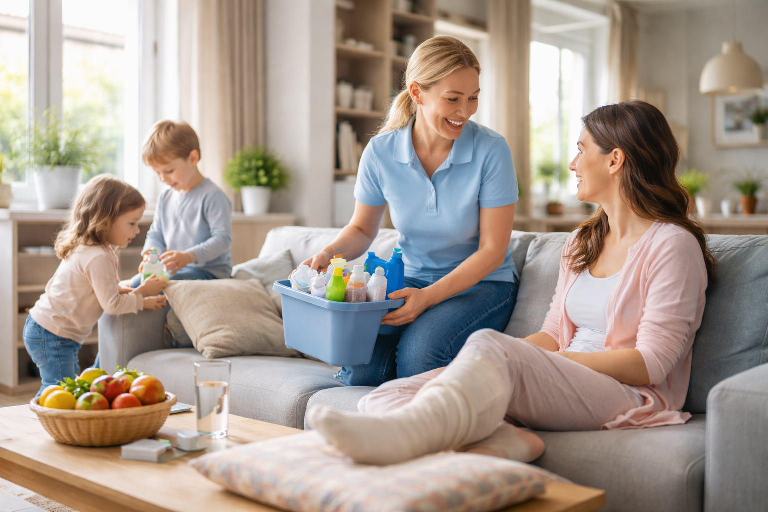 Haushaltshilfe unterstützt Familie bei Krankheit oder nach Operation im Wohnumfeld