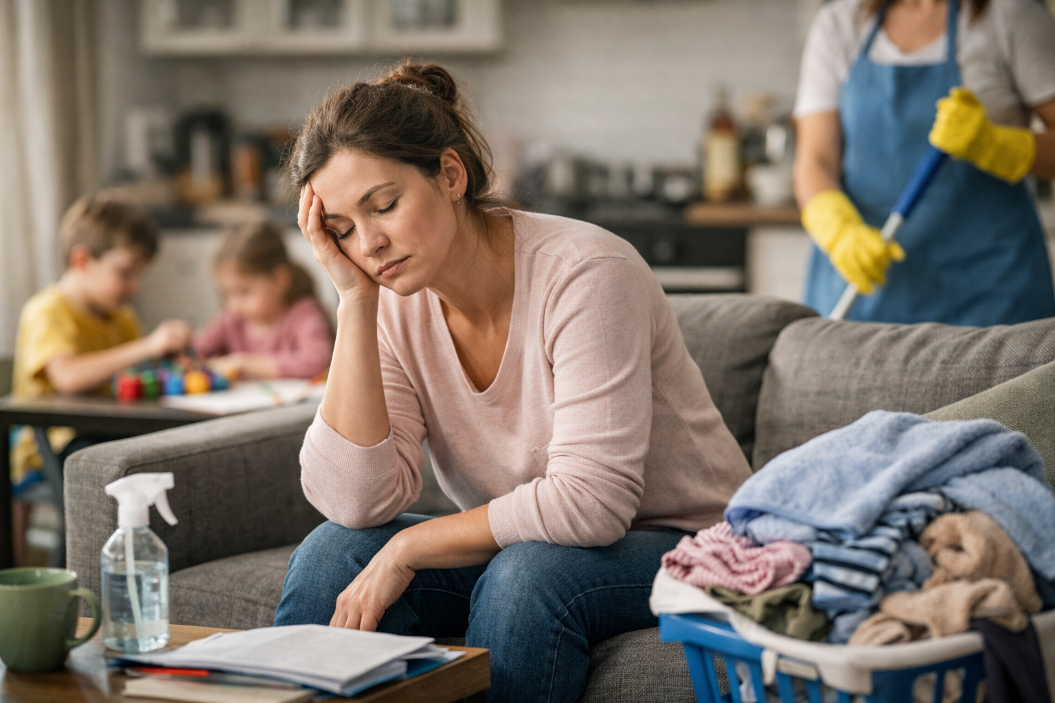 Haushaltshilfe bei psychischer Erschöpfung entlastet überforderte Familie im Alltag